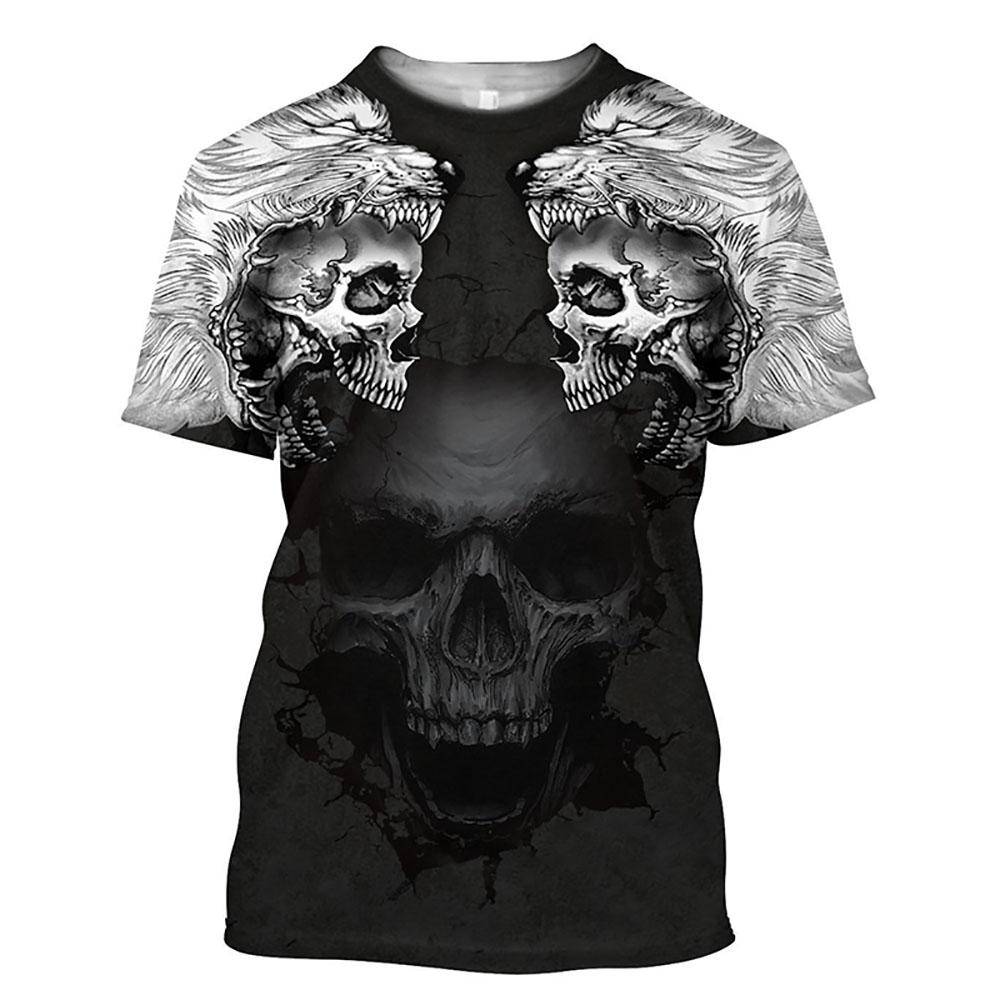 3D Skull Pattern Men's T Shirt Hip Hop Punk Harajuku Streetwear Casual O-neck Short Sleeve Funny Print Tees Fashion Loose Tops