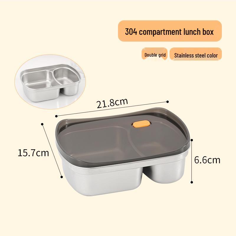 304 Stainless Steel Food-Grade Lunch Box with Lid for Students and Office Workers - Compartmented Takeaway Meal Container, Fresh-Keeping Seal
