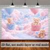 2D Teddy Bear Hot Air Balloon Backdrop for Newborn Photography