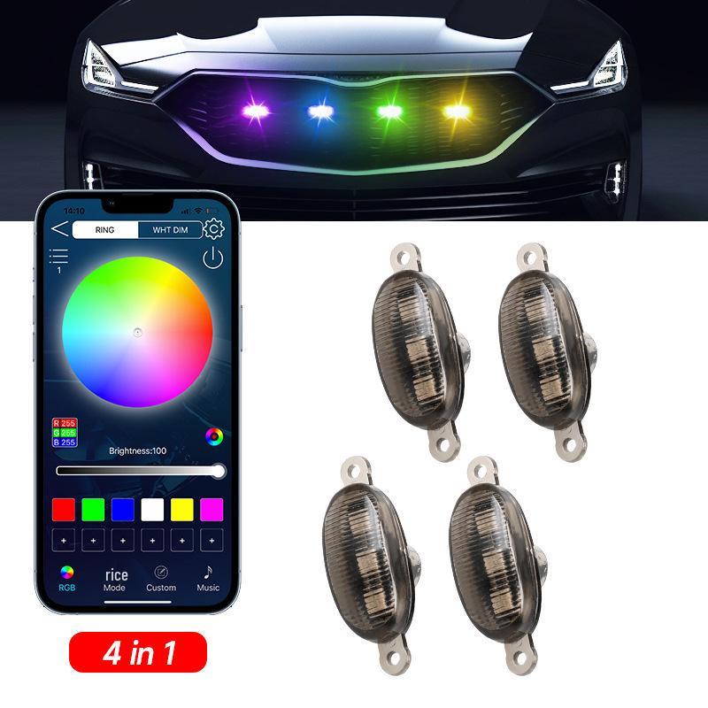 

RGB Yellow Light Car Grille with Bluetooth App Control - Off-Road Fog & Daytime Running Lights RGB