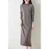 Autumn Winter Women's Wool Long Dress Cashmere Mock Neck Pullover Sweater Soft Knitwear OL Simple Basic Dress