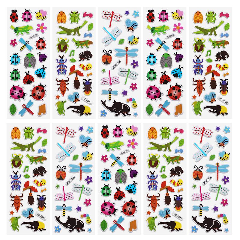 10Sheets 3D Bubble Stickers Cartoon Animal Cars Sticker Kids Boy Girl Birthday Party Favors Pinata Fillers Christmas Gift Toys