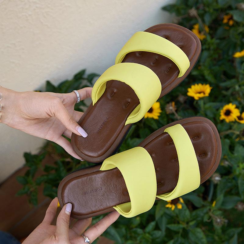 

Дофаминовые тапочки-хлебцы на платформе женские 2025 новая летняя обувь мягкие повседневные пляжные тапочки для отпуска 40 светло-зеленый