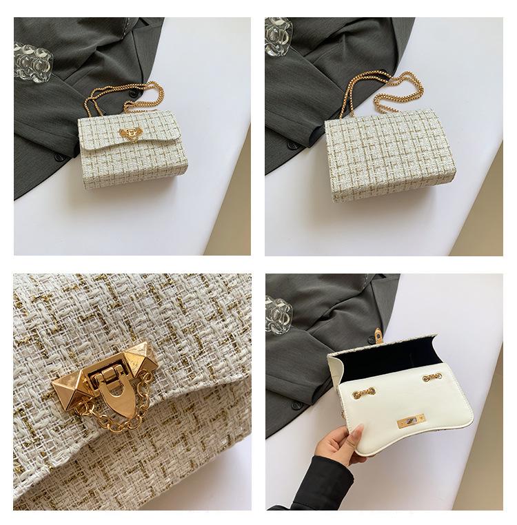 Women's Wool Plaid Chain Bag - Versatile Spring/Summer 2024 Style