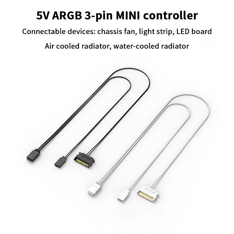 Argb Kontrolcü 5V 3Pin Sata Arayüzü Uzatma Kablosu Işık Kontrolcü Adaptörü PC Fanı CPU Soğutucu Fanı Işık Şeridi Radyatör İçin