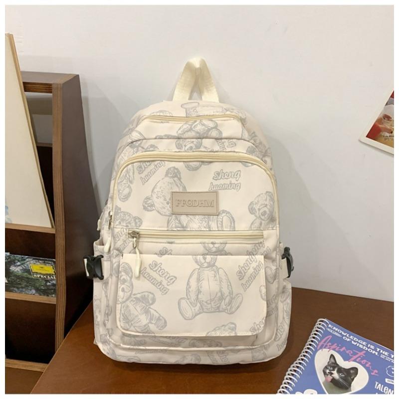 New Cute Bear Junior High School Backpack Large Capacity Girl Ultra Light Burden Reduction Ridge Protection Strong Durable Backpack Fashion
