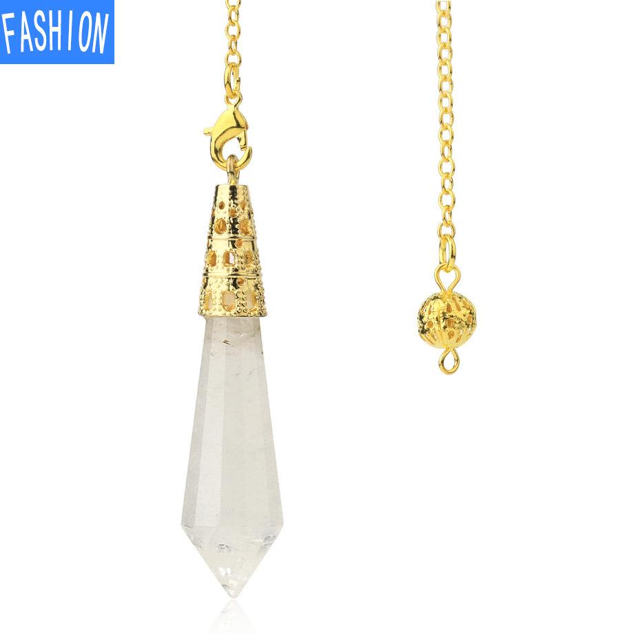 Vícebarevný přírodní krystalový kámen Lingdang přívěsek kužel pozlacený bronzem