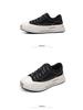 Trendy 2025 Spring/Autumn Retro Black Thick-Soled Breathable Canvas Shoes