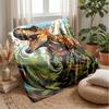 Flying Flames from Dinosaur Theme Blanket Lightweight Warm Flannel Blanket Decorative Throw Blanket for Home Decoration