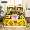 Cute Pig Duvet Cover Kawaii Pig Bedding Set Polyester Pigs Floral Comforter Cover Twin King For Teen Boy Girl Gift Room Decor