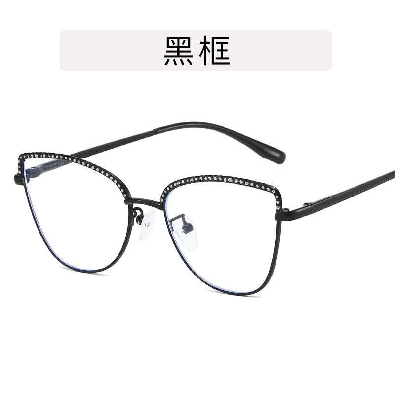 

Женские очки с украшением из стразов, оправа формы «кошачий глаз», очки с защитой от синего света, высококачественные оправы для женщин