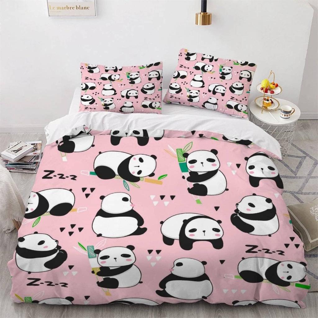 Cute Animal Pattern Panda Bear Bedding Set Boys Girls Twin Queen Size Duvet Cover Pillowcase Bed Kids Adult Fashion Home Textile