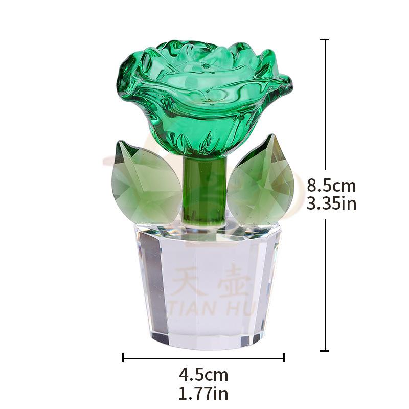 

Mother s Day crystal glass rose handicraft pendulum, wife creative wedding decorations Valentine s Day gifts green crystal rose