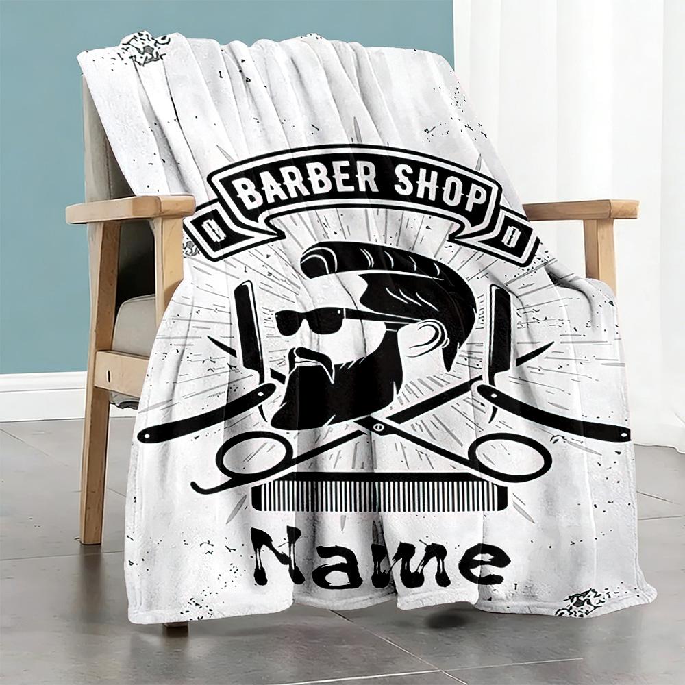 Haircut77 Customize Text Blanket Cozy Personalized Blanket Warmthful Decor Great for Chair Office Bed Seaside All-Season Use
