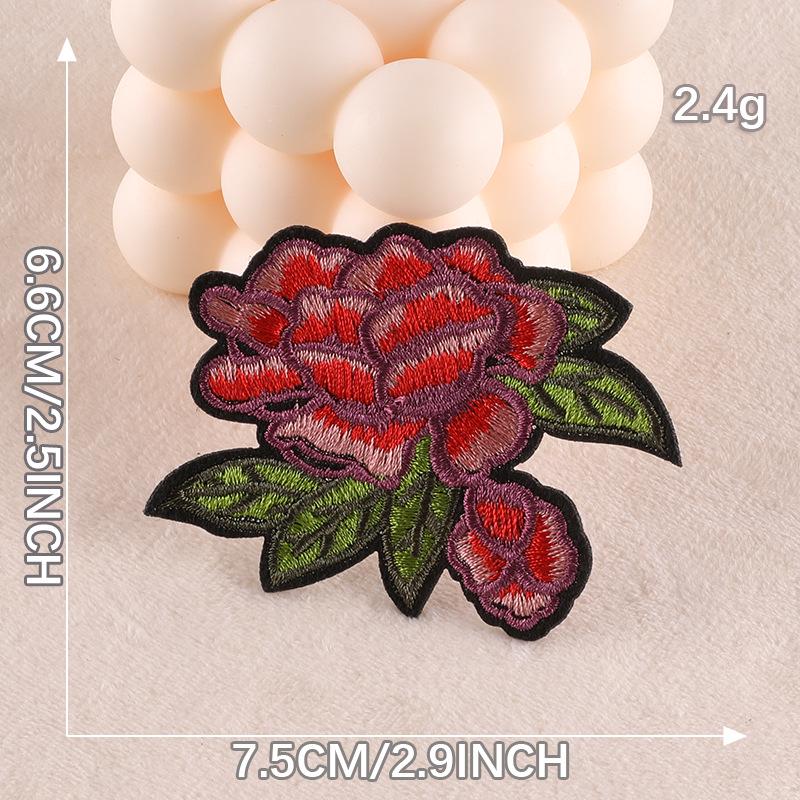 Rose Flower Embroidery Cloth Patch - European & American Style DIY Sticker for Shoes, Hats, Clothing Accessories