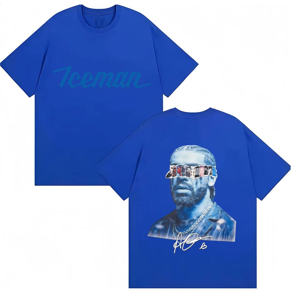 Ράπερ Drake Iceman Εξώφυλλο Άλμπουμ Μπλουζάκι Μπλε Iceman Ανδρικά Γυναικεία Hip Hop Μόδα T Shirt Oversized Ελαφρύ Διαπνέον και Άνετο Ρούχο