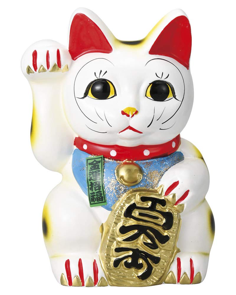 

Белый манящий кот, талисман на удачу, украшение, кот, кот, кот, подарок на празднование открытия, 7 дюймов (правильно) [21,5 см 520 г] [манящий кот] белый