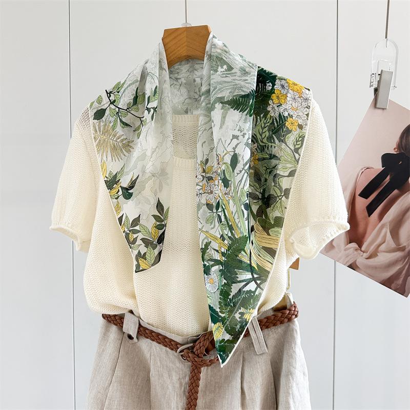 111 mulberry silk georgette 61 square scarf collection spring and autumn women's gift retro high-end silk scarf scarf