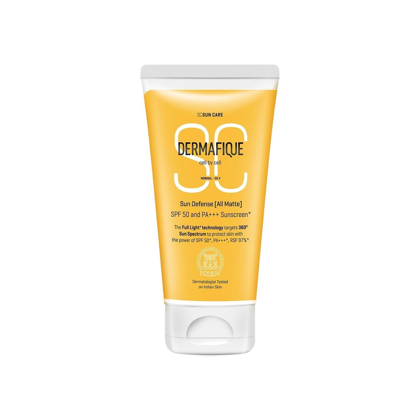 @ Dermafique Sun Defense All Matte, SPF 50, PA +++ Sunscreen 50gm UK240 50%OFF