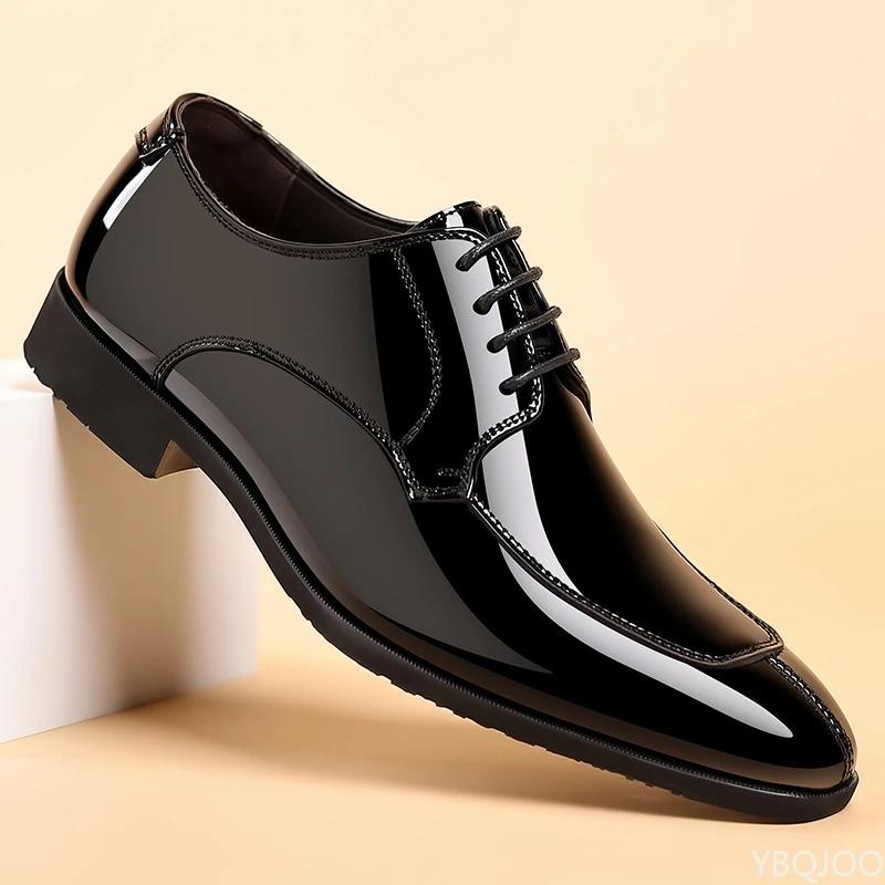 Fashion New Plus Size Leather Shoes Summer Breathable Business Shoe Black Soft Soled Formal Footwear British Fashion Male Shoes Homme