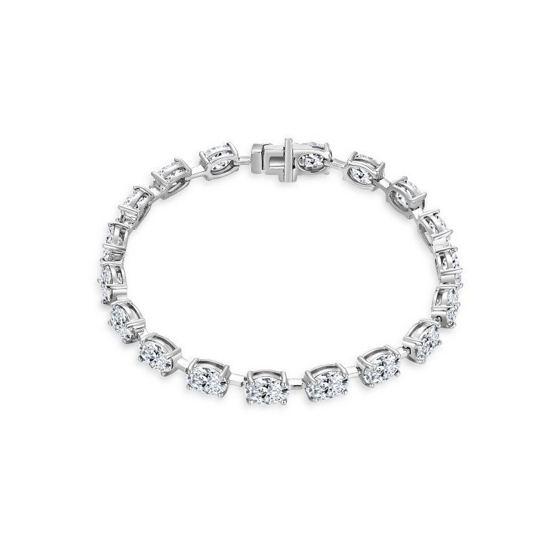De 1ct Oval Cut 925 Silver Full Moissanite Bracelets Turquoise Moissanite Tennis Bracelets Oval Blue-green Moissanite Bracelets 16cm белый