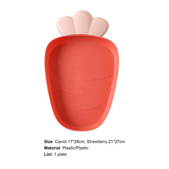 Adorable Strawberry Shape Fruit Plate Bright-colored Bright-colored Plastic Food Plate Home