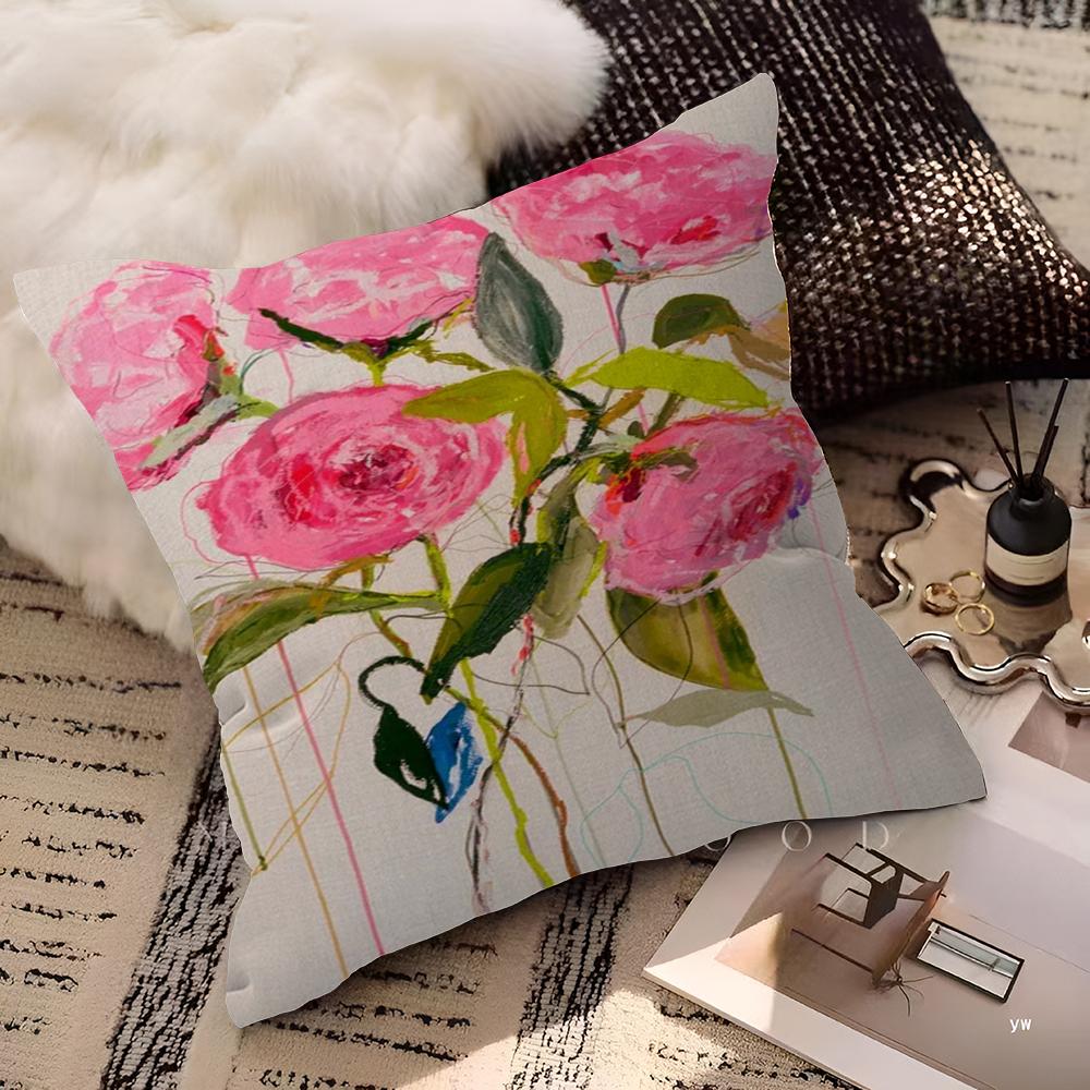 Botanical Oil Painting Art Cushion Cover Pillowcase Upholstery Sofa Throw Pillow Home Decor Pillowcas