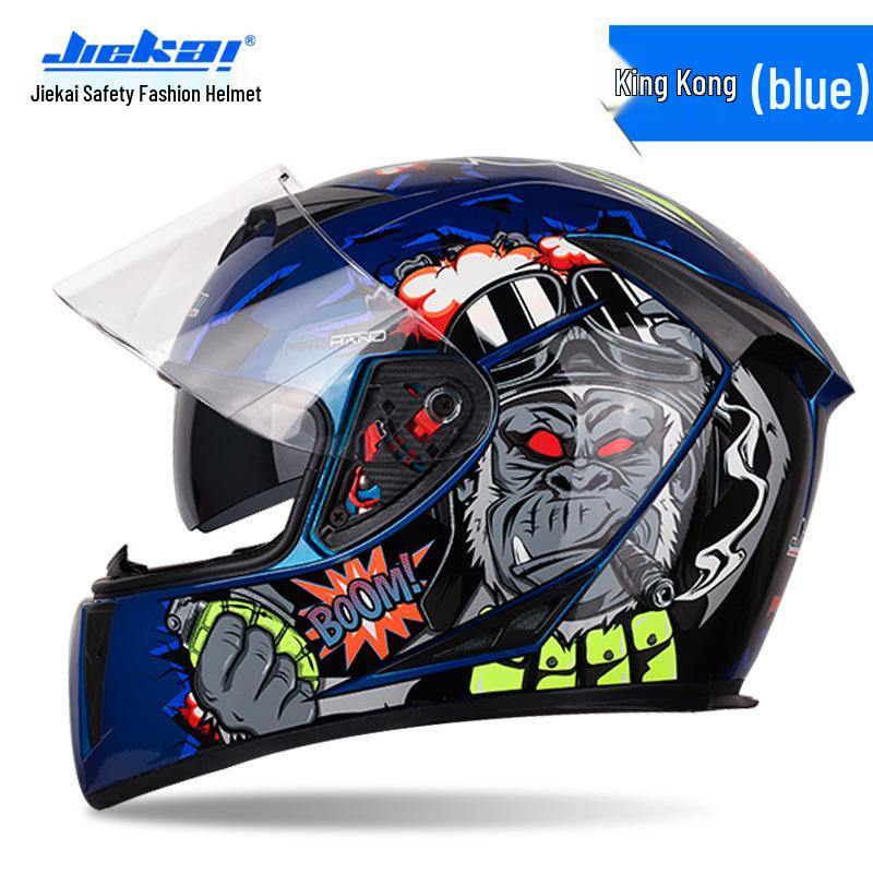 Jiekai Full Face Electric Motorcycle Helmet - Unisex, All-Season Racing Safety