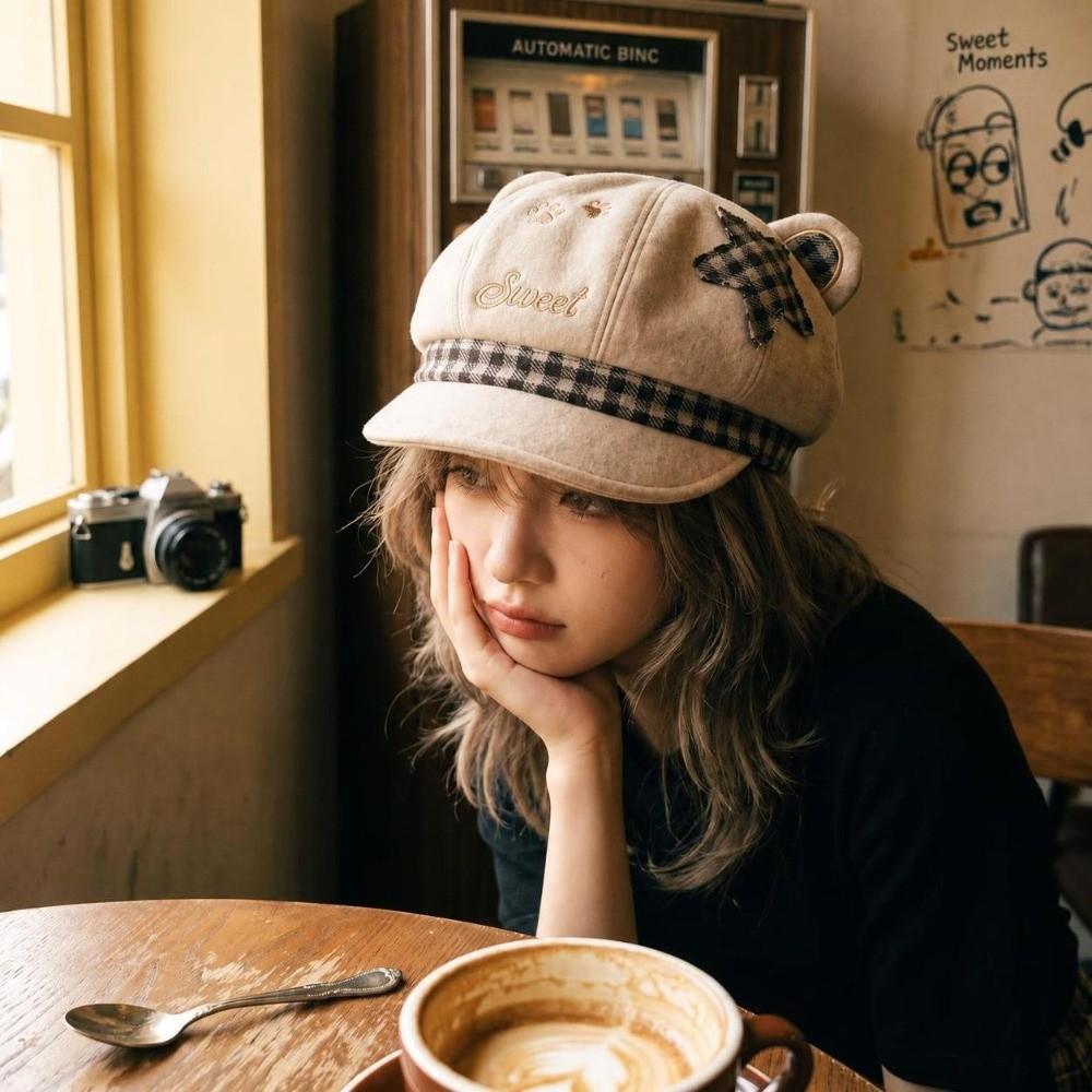 Cat Ears Women's Beret Anime Baseball Cap Fashion Newsboy Cap Autumn and Winter