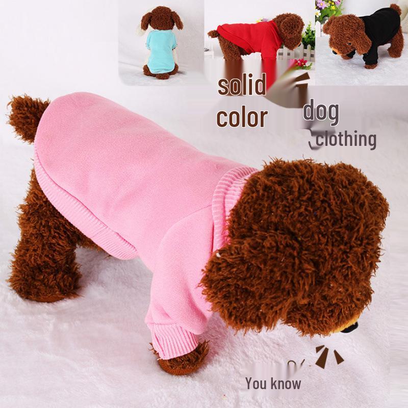 Solid Color Dog Hoodie - Thick Autumn/Winter Style