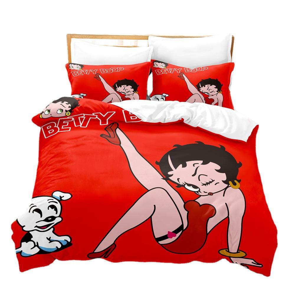 Digital Printing Chemical Fiber Sexy Beautiful Women Bedding Three-Piece Set, Starting From Approval