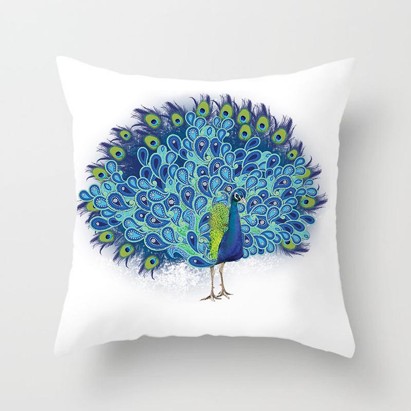 New Chinese Style Classical Peacock Feather Pattern Pillowcase Car Bedroom Living Room Cushion New Chinese Style