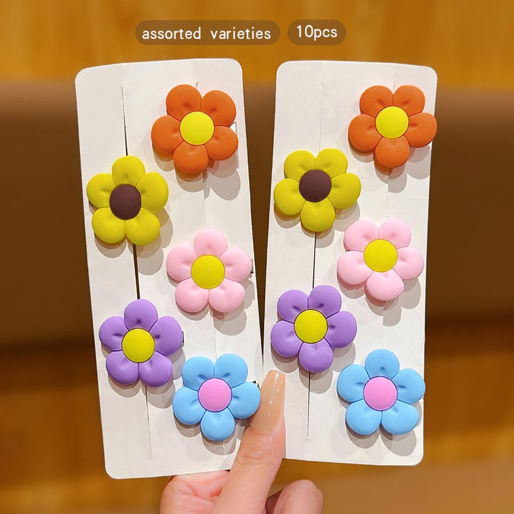 10 Niedliche Bunte Zufällige Blumen Haarspangen Einfacher Kopfschmuck Geeignet für den Täglichen Gebrauch Haaraccessoires