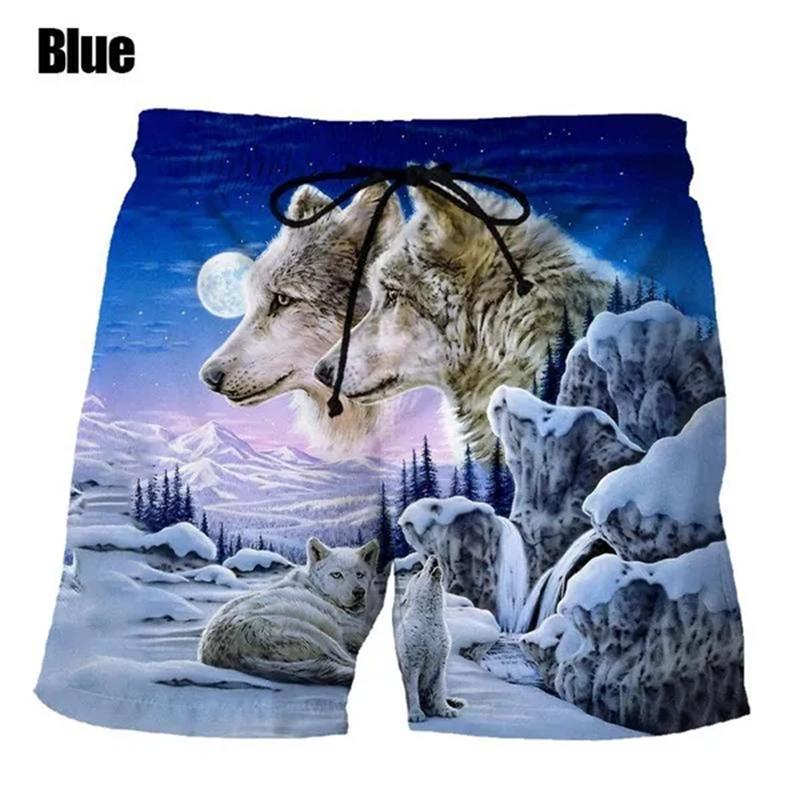 New Wolf 3D Digital Print Man Swim Shorts Casual Loose Men's Shorts Customized Design Comfortable Breathable Summer Wear Clothes