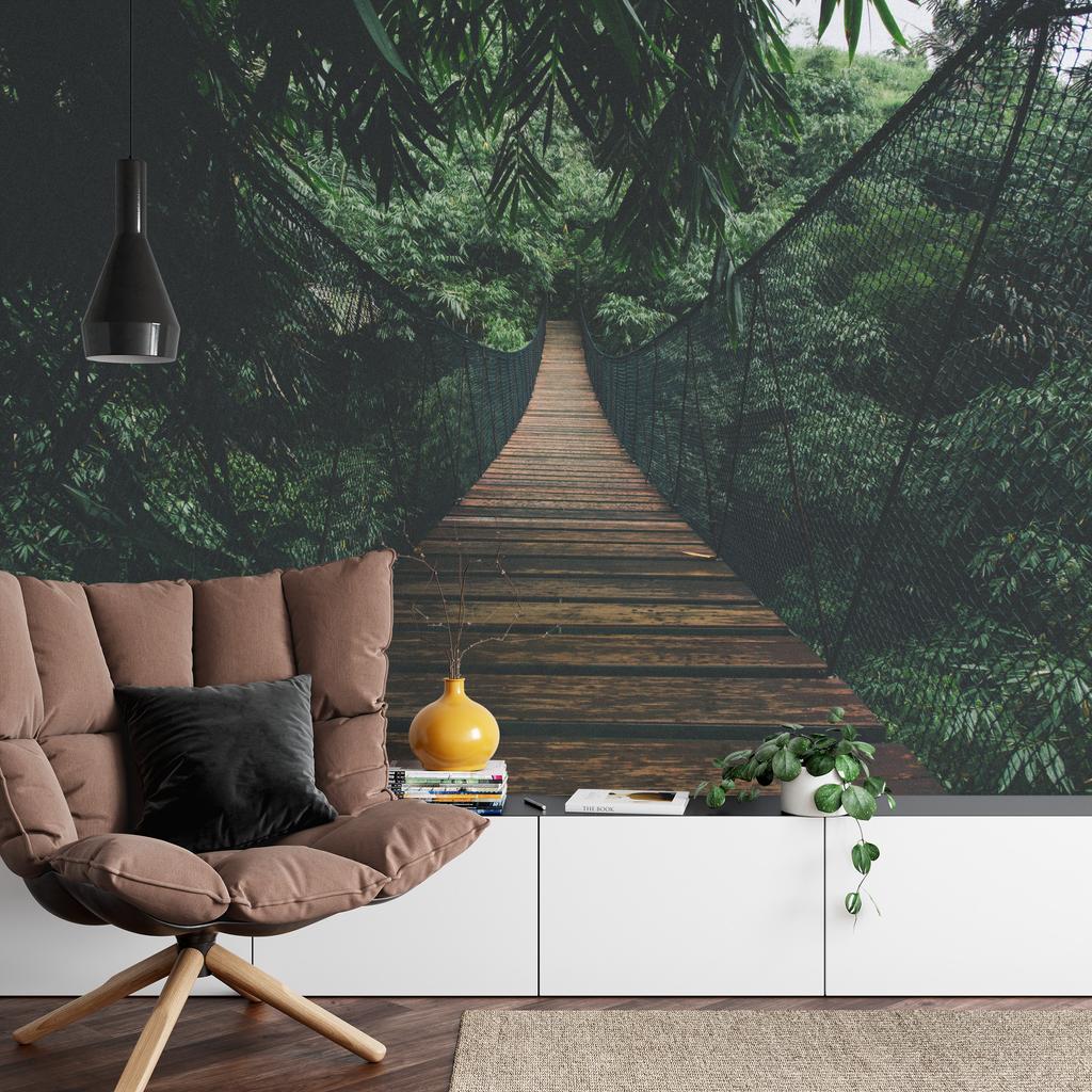 Photomural Suspension Bridge In A Forest Washable Fleece 405x270