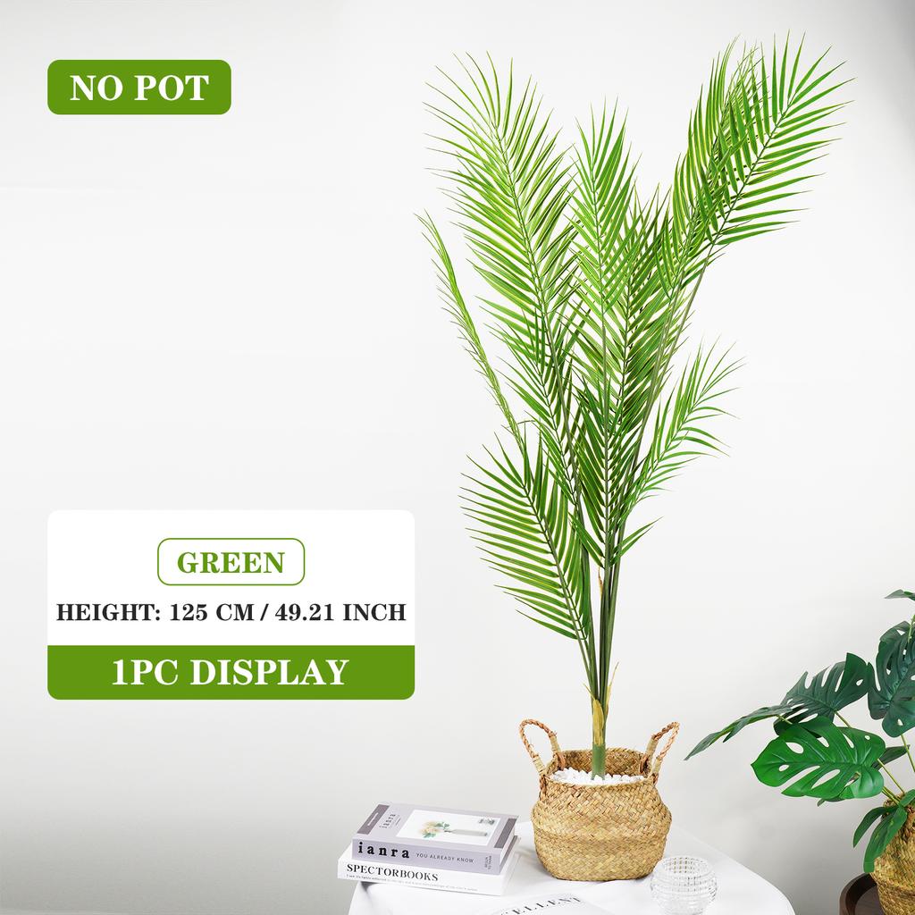Large Artificial Palm Tree 80-125cm Fake Monstera Plant Tropical Fern Leaves for Home Garden Decor Plastic Outdoor Plants