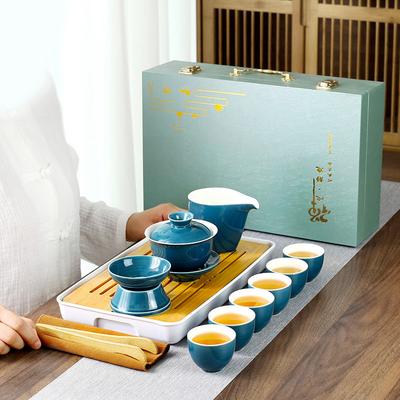 Portable Ceramic Kung Fu Tea Set Business Event Gifts Casual Gifts Cover Bowl Teacup Gift Box