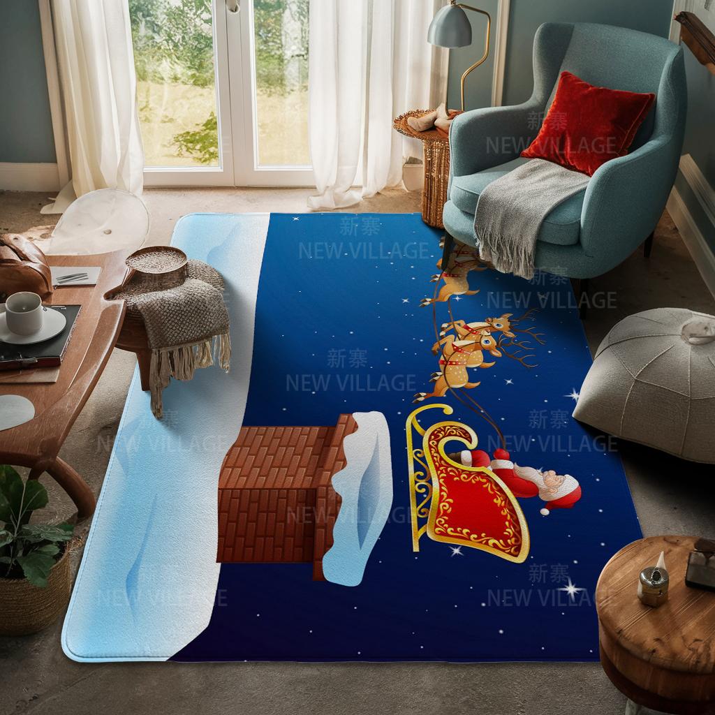 House Entrance Carpet Home Door Mat Living Room Bath Foot Bathroom Non-slip Water Absorption Rugs Bath Merry Christmas Winter