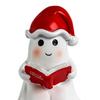 Cute Ghost Reading Book Lamp Christmas Bedroom Light with Red Hat Lightweight Halloween Home Decoration