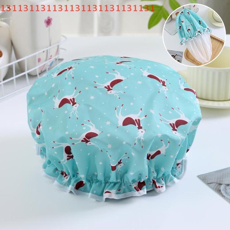 Hair Bonnet For Women Ladies Spa Salon Home Travel Use Flower Pattern Double Layer Shower Cap Waterproof Reusable Printed Bath