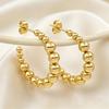 Elegant Stainless Steel Round Bead Earrings - Simple High-End European & American Style Stud Jewelry for Women