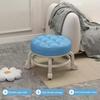Low Height Rolling Stool with 360 Degrees Wheels Faux Leather Sponge Filled Cushion Modern Home