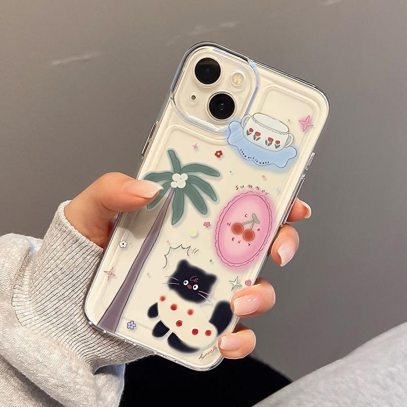 Coconut Cute Kitten for iPhone17promax Space Phone Case Apple 16 Transparent 15/14 Fine Hole