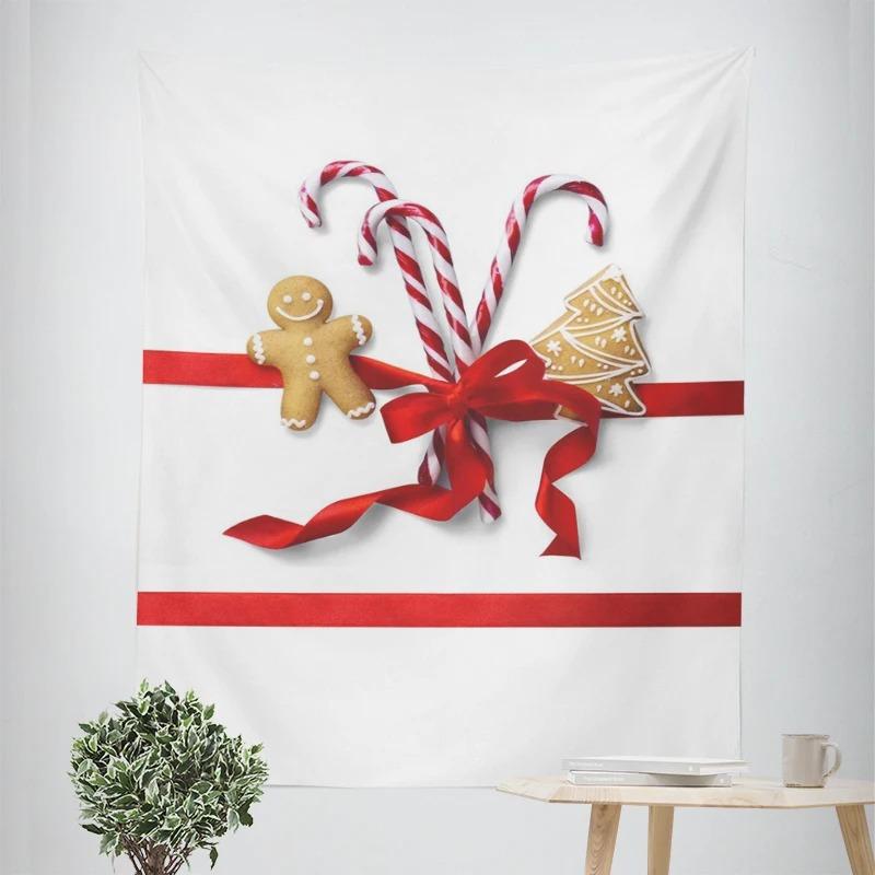 New Year Christmas Theme Santa Claus Penguin Pattern Living Room Bedroom Decorative Tapestry