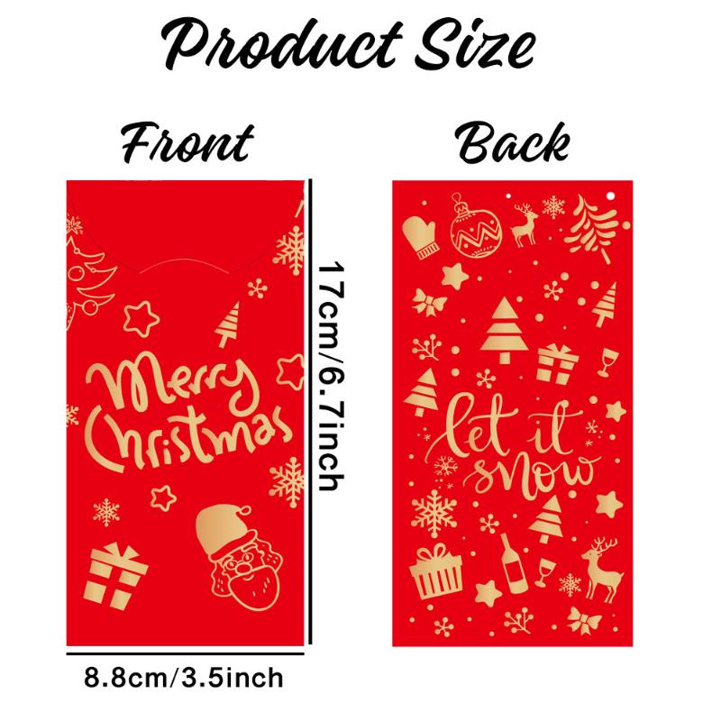 2/5Pcs Gold Foil Designed Red Envelope Bags Christmas Blessing Lucky Money Bags Christmas Party Supplies Happy New Year Gifts