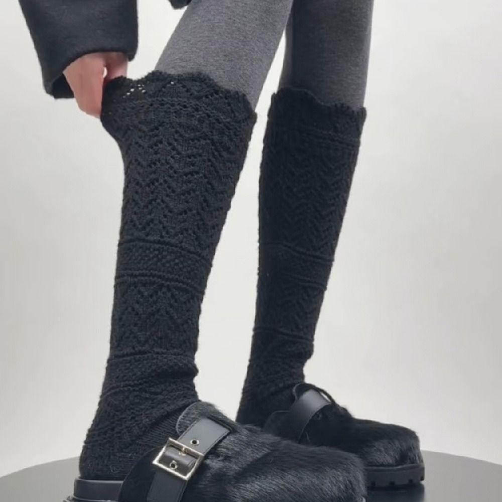 Hollow Out Knitted Foot Cover Sweet Lolita Boots Cover Trendy JK Knee High Socks  Girl