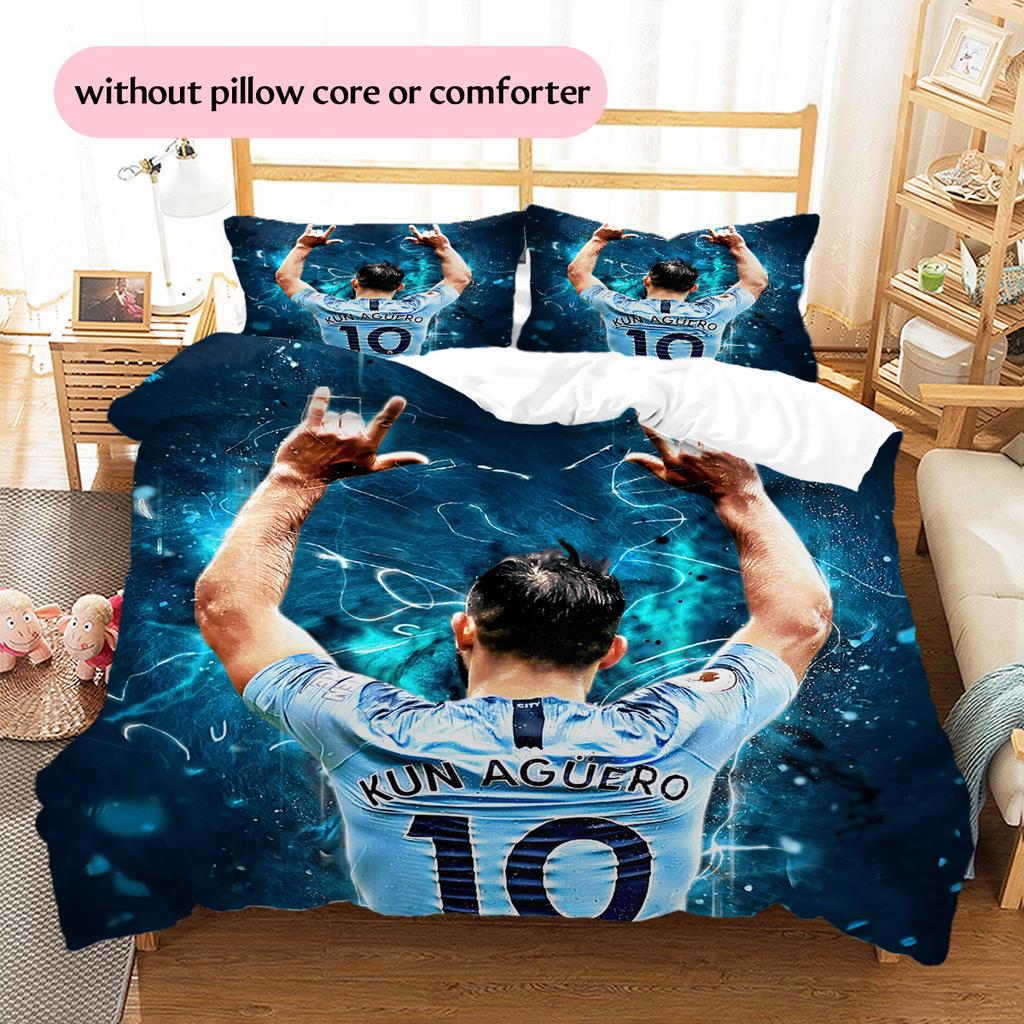 Football Player Background Pattern Bedding Quilt Set Home Decoration Gift (1 * duvet cover + 2 * pillowcase without core)