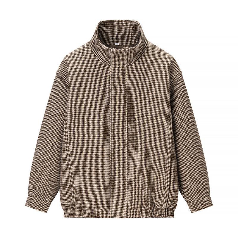 2026 Spring Collection: European & American Style Plaid Bomber Jacket Small