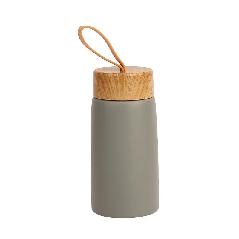 280ML Wood Grain Stainless Steel Water Bottle Vacuum Flask Thermal Large-capacity Portable Cups Long-term Thermal Insulation Mug