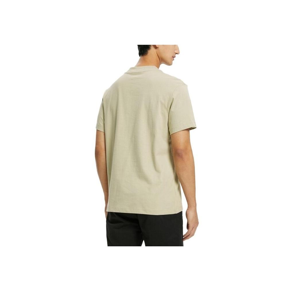 Calvin Klein Letter Print Round Neck Cotton Breathable Short Sleeve T-Shirt Men Tops Light-Khaki J321519RB8
